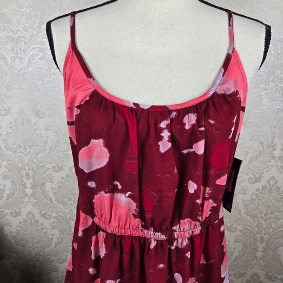 Hurley Size XL "Riley" Dress Adj. Spaghetti Strap Red Pink Elastic Waist NWT - Picture 2 of 16
